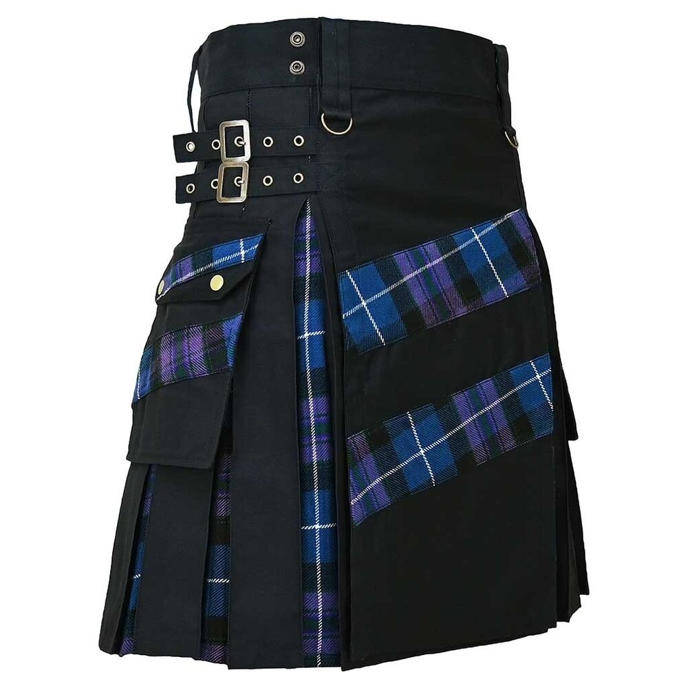 Pride of Scotland Hybrid Kilt Cross Stripe Tartan Pleated Utility Style